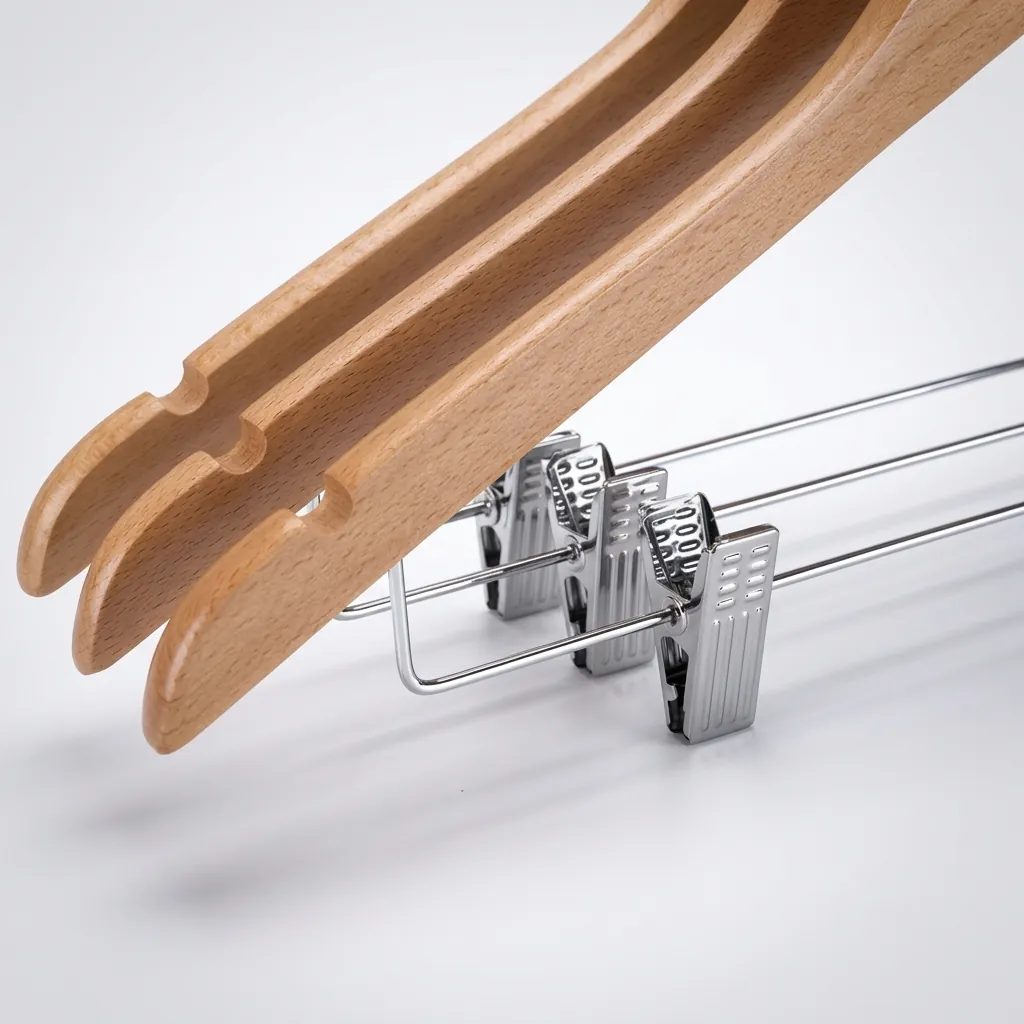 Wooden Anti-Theft Clothes Hanger with Clips [1041] — HNG-1041 (image 8)