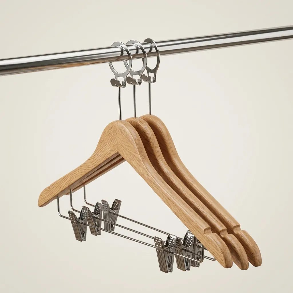 Wooden Anti-Theft Clothes Hanger with Clips [1041] — HNG-1041 (image 10)