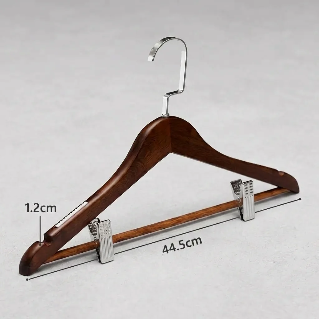 Wooden Clothes Hanger with Clips [1043] — HNG-1043 (image 2)