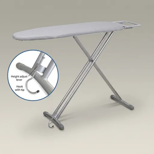 Steel-Frame Ironing Board with Iron Rest [1032] — IRB-1032