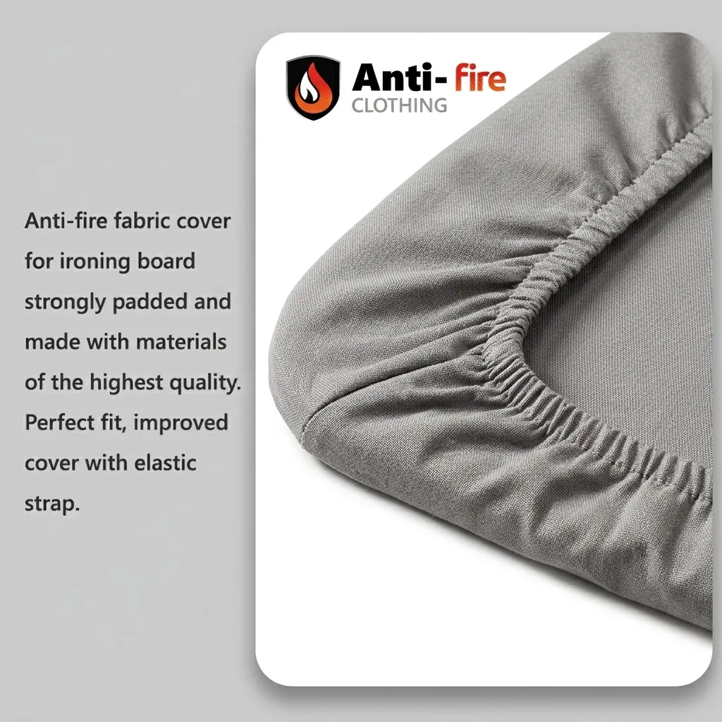 Anti-Fire Fabric Ironing Board With Iron Rest — IRB-1035 — A compact steel ironing board with an attached iron rest and a flame-resistant cover for added safety. Seven height settings up to 78cm, a 10mm felt underlay and rugged tube legs give a smooth, stable surface that folds away neatly. Board size 92x30cm, available in black, silver or grey. (image 9)