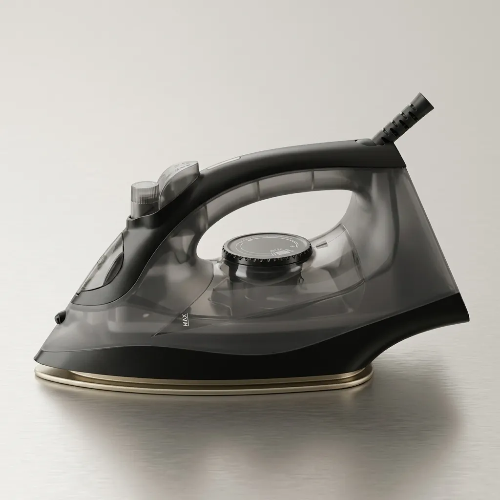 Ceramic Soleplate Steam Iron with Anti-Drip [1029] — IRN-1029 — A compact 1600W ceramic-soleplate steam iron with a 260ml tank and dry, steam, spray and blast modes plus anti-drip, anti-calc and self-clean functions. A dial thermostat, pilot light and ready indicator make it easy to use, with auto shut-off after 30 seconds flat or 8 minutes upright. Sized at 24.6x12x12.7cm with a 1.6m cord, in black or grey. CE, CB, GCC and RoHS approved. (image 8)