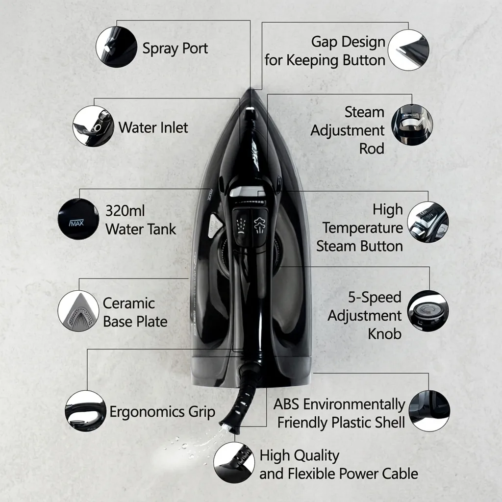 Ceramic Soleplate Steam Iron with Anti-Drip [1030] — IRN-1030 (image 3)