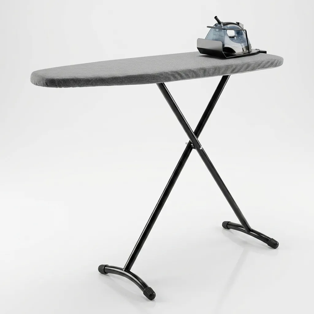 Ironing Holder 16cm [1026] — IRO-1026 — A powder-coated steel ironing holder that stores the iron and board neatly inside the wardrobe. A strong vertical bracket holds the iron while a support bracket keeps the board upright, with a hook for easy mounting. Compact at 13x16x43.5cm, available in black or silver. (image 8)