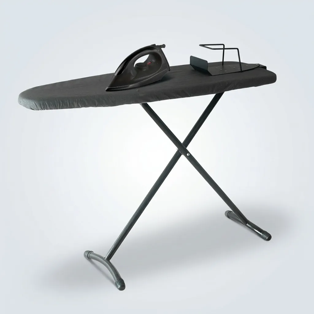 Ironing Holder 16cm [1026] — IRO-1026 — A powder-coated steel ironing holder that stores the iron and board neatly inside the wardrobe. A strong vertical bracket holds the iron while a support bracket keeps the board upright, with a hook for easy mounting. Compact at 13x16x43.5cm, available in black or silver. (image 11)