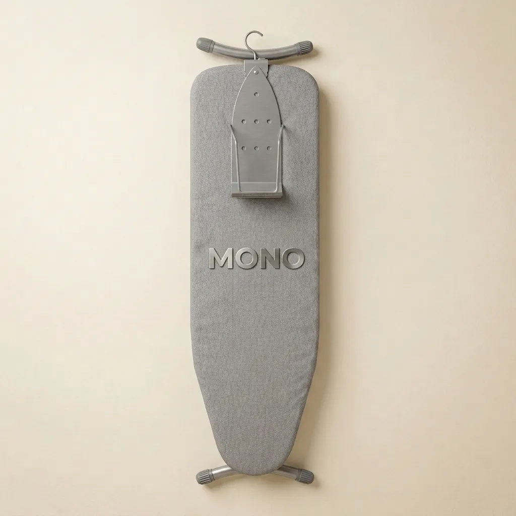 Ironing Holder 16cm [1027] — IRO-1027 — A powder-coated steel ironing holder that keeps the iron and board tidy within the wardrobe. The vertical bracket secures the iron and a support bracket holds the board upright, mounting easily with the built-in hook. Compact at 13x16x43.5cm, available in black or silver. (image 1)