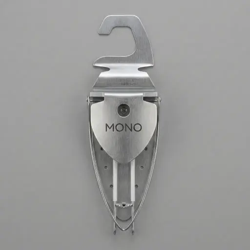 Anti-Theft Ironing Holder [1031] — IRO-1031 — A sturdy anti-theft ironing holder in metal and heat-resistant plastic that keeps the iron and board secure. The cable hook discreetly secures the cord and rubberised rails hold the iron firmly, discouraging theft. Mounts in the wardrobe with a built-in hook, sized at 42x14x13cm, in black or silver.