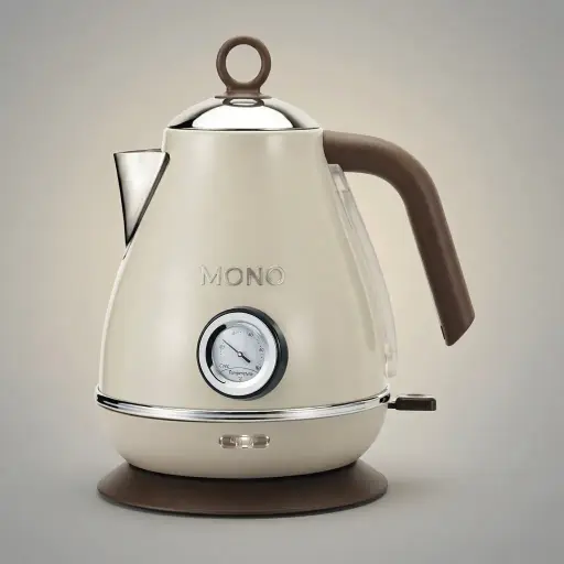 Stainless Steel Royal Pearl Kettle 1.7L — KTL-1025 — A vintage-style 1.7L electric kettle in food-grade 304 stainless steel with a high-gloss finish and a large water gauge. A 1850 to 2200W branded controller boils fast, with auto shut-off and boil-dry protection for safety. A 360-degree cordless base, swivel design and wide lid make it easy to use and clean, available in ivory or blue.