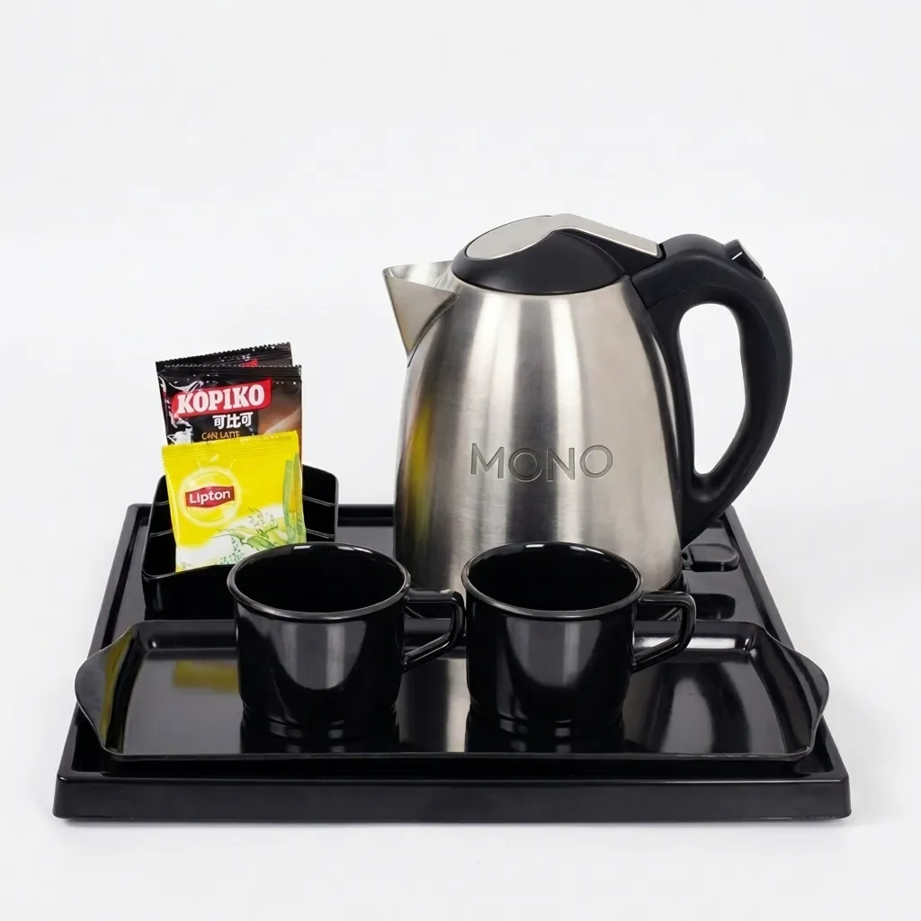 Electric Kettle For 1.2ltr Matt Stainless Steel — KTL-1028 — A 1.2L electric kettle in matt food-grade 304 stainless steel with a durable UK Strix triple-protection controller. Rated 1500W with automatic shut-off and a light indicator, it boils quickly and safely. A 360-degree cordless base makes it easy to lift and pour. (image 2)
