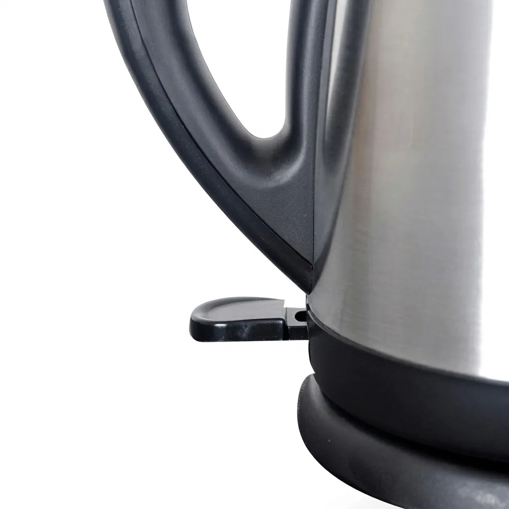 Electric Kettle For 1.2ltr Matt Stainless Steel — KTL-1028 — A 1.2L electric kettle in matt food-grade 304 stainless steel with a durable UK Strix triple-protection controller. Rated 1500W with automatic shut-off and a light indicator, it boils quickly and safely. A 360-degree cordless base makes it easy to lift and pour. (image 10)