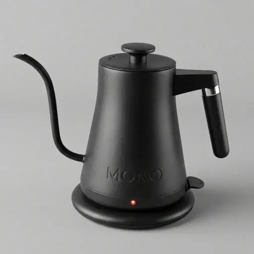 Stainless Steel Lilac Kettle 0.8L with Anti-Scald — KTL-1037 — A 0.8L gooseneck electric kettle in food-grade 304 stainless steel with a high-end matte finish for precise pouring. A 1200 to 1400W branded controller boils fast, with auto shut-off, boil-dry protection and a cool, anti-scald handle. A 360-degree cordless base and 70cm cable keep it tidy, available in matte black, black or white.