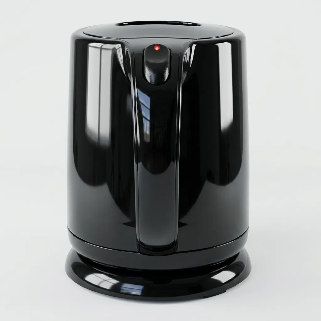 Stainless Steel Electric Kettle 0.8L with Triple Protection [1044] — KTL-1044 — A 0.8L electric kettle in food-grade 304 stainless steel with a durable UK Strix triple-protection controller. Rated 1350W with automatic shut-off, it boils quickly and safely for in-room beverage service. A compact, reliable choice finished in black. (image 6)
