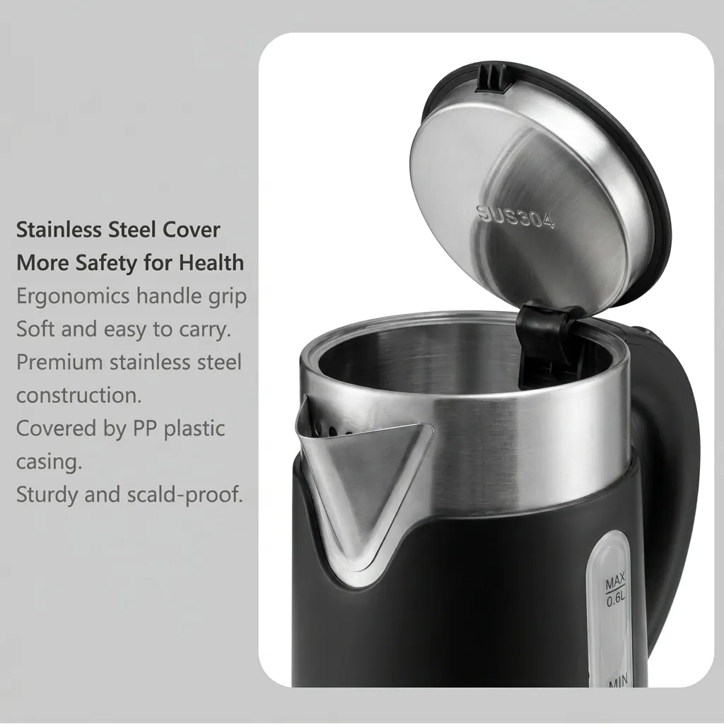 Stainless Steel Begonia Kettle 0.6L with Anti-Scald [1048] — KTL-1048 (image 4)