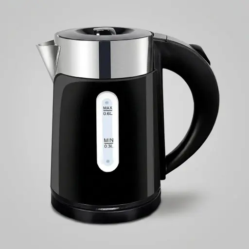 Stainless Steel Begonia Kettle 0.6L with Anti-Scald [1048] — KTL-1048 — A compact 0.6L electric kettle with a food-grade 304 stainless steel interior and a double-body, anti-scald PP shell. A 1000 to 1200W branded controller boils efficiently, with auto shut-off, boil-dry protection and water-level indicators. A concealed element and 360-degree cordless base make it ideal for single rooms, in black or white.