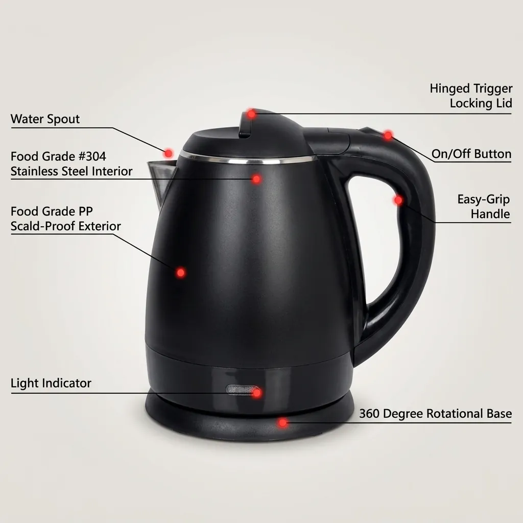 Stainless Steel Parallel Kettle 1.2L with Anti-Scald [1054] — KTL-1054 (image 7)