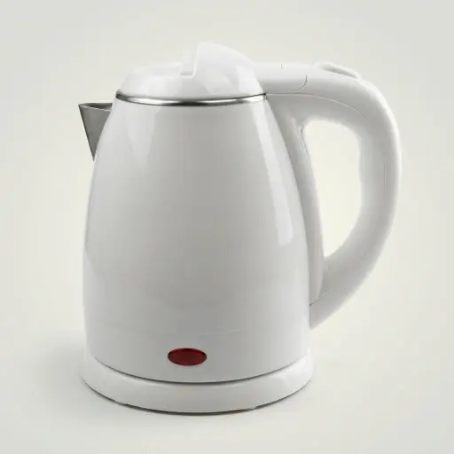 Stainless Steel Parallel Kettle 1.2L with Anti-Scald [1055] — KTL-1055 — A 1.2L electric kettle with a food-grade 304 stainless steel interior and a seamless, cool-touch anti-scald PP shell. A 1350 to 1600W branded controller boils fast, with auto shut-off, boil-dry protection and a cool plastic handle. A concealed element and 360-degree cordless base make it easy to use, in black, white, ivory or silver.