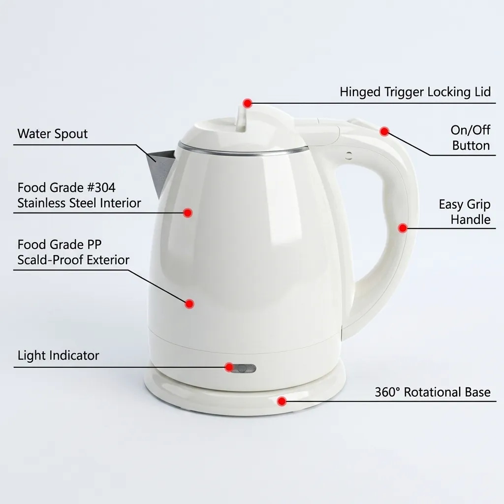 Stainless Steel Parallel Kettle 1.2L with Anti-Scald [1055] — KTL-1055 (image 13)