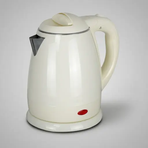 Stainless Steel Parallel Kettle 1.2L with Anti-Scald [1056] — KTL-1056 — A 1.2L electric kettle with a stainless steel interior and a seamless anti-scald PP shell for cool, safe handling. Rated 1350 to 1600W with auto shut-off and boil-dry protection, it boils quickly and cleans easily via a wide lid. A concealed element and 360-degree cordless base round it out, in black, white, ivory or silver.
