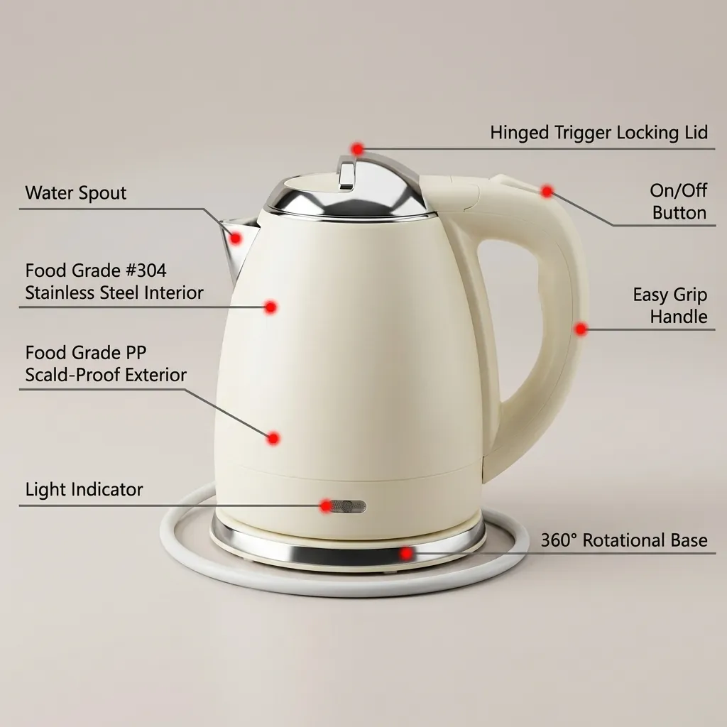 Stainless Steel Parallel Kettle 1.2L with Anti-Scald [1056] — KTL-1056 (image 10)