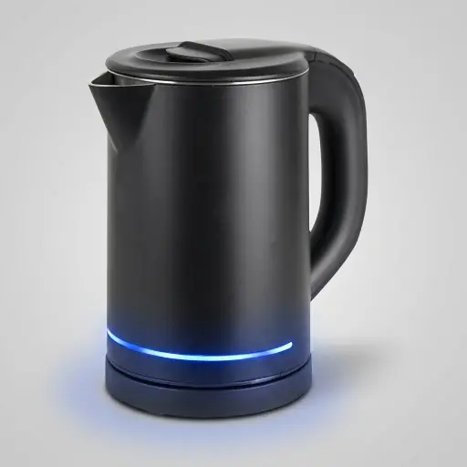Stainless Steel Hofeny Kettle 0.8L with Anti-Scald [1061] — KTL-1061 — A 0.8L electric kettle with a food-grade 304 stainless steel interior and a double-body, anti-scald PP shell in a choice of bold colours. A 1000 to 1200W branded controller boils efficiently, with auto shut-off and boil-dry protection and a cool-touch exterior. A concealed element and 360-degree cordless base make it easy to use, in black, white, red, blue or green.