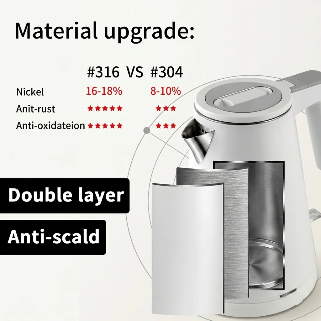 Stainless Steel Magnolia Kettle 0.8L with PP Shell [1071] — KTL-1071 (image 6)