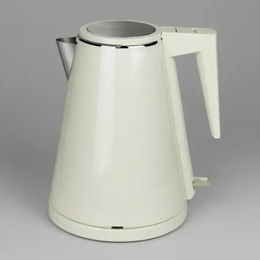 Stainless Steel Ginkgo Kettle 1.2L with Auto Shut-Off [1076] — KTL-1076 — A 1.2L electric kettle in food-grade 304 stainless steel with a cool-touch double-wall body. A 1000 to 1200W branded controller boils efficiently, with auto shut-off and boil-dry protection. A concealed element and 360-degree cordless base make it easy to use, measuring 22x19cm, in black, ivory or silver.