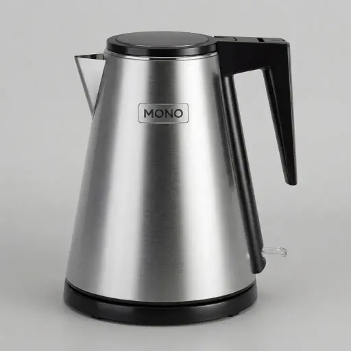 Stainless Steel Ginkgo Kettle 1.2L with Auto Shut-Off [1078] — KTL-1078 — A 1.2L electric kettle in food-grade 304 stainless steel with a cool-touch, double-wall body for safe handling. A 1000 to 1200W branded controller boils fast, with auto shut-off and boil-dry protection. A concealed element and 360-degree cordless base make it tidy and simple to use, measuring 22x19cm, in black, ivory or silver.