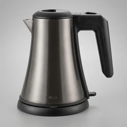 Stainless Steel Vega Kettle 0.8L with Anti-Scald — KTL-1082 — A 0.8L electric kettle in food-grade 304 stainless steel with a stylish profile and a cool, anti-scald plastic handle. An 800 to 1000W branded controller boils efficiently, with auto shut-off and boil-dry protection. A concealed element, easy-grip handle and 360-degree cordless base make it simple to use.