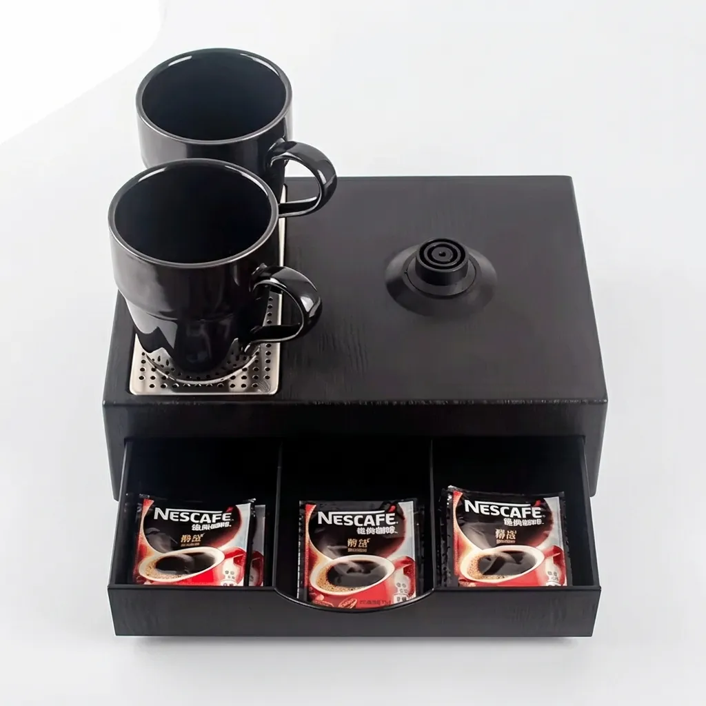 Wood Grain Drawer Tray Set with Stainless Steel 0.8L Kettle [1024] — KTS-1024 (image 3)
