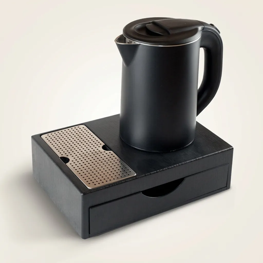 Wood Grain Drawer Set with Stainless Steel Anti-Scald 0.8L Kettle [1027] — KTS-1027 (image 5)