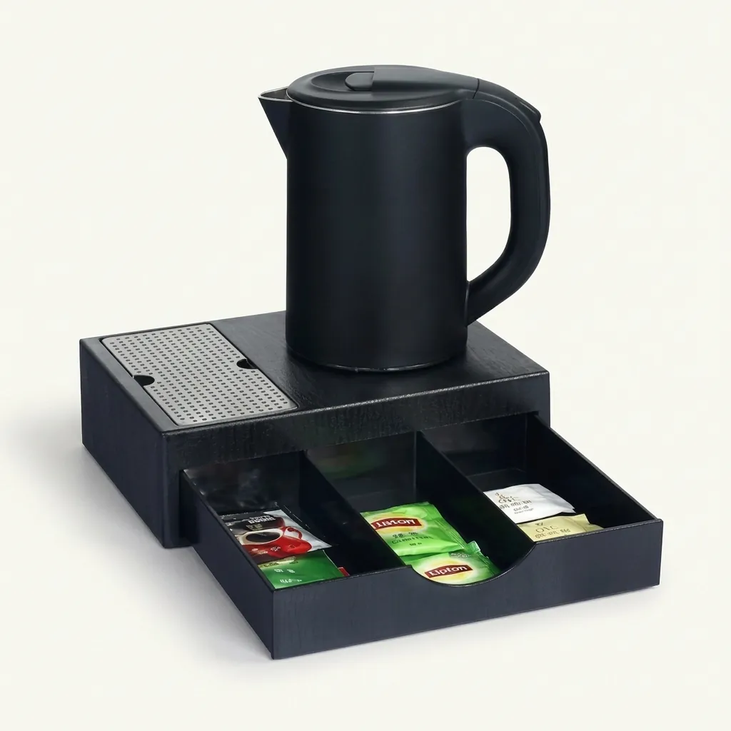 Wood Grain Drawer Set with Stainless Steel Anti-Scald 0.8L Kettle [1027] — KTS-1027 (image 7)