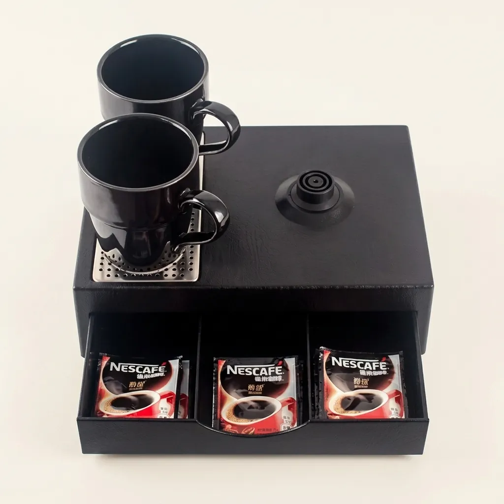 Wood Grain Drawer Tray Set with Stainless Steel 0.8L Kettle [1030] — KTS-1030 (image 3)