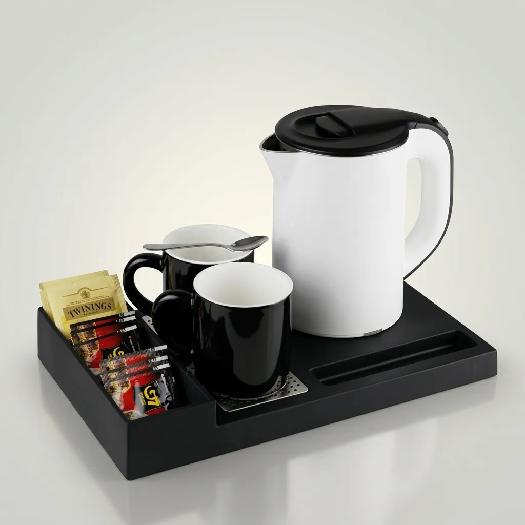 ABS Tray Set with Stainless Steel Anti-Scald 0.8L Kettle [1035] — KTS-1035 (image 6)