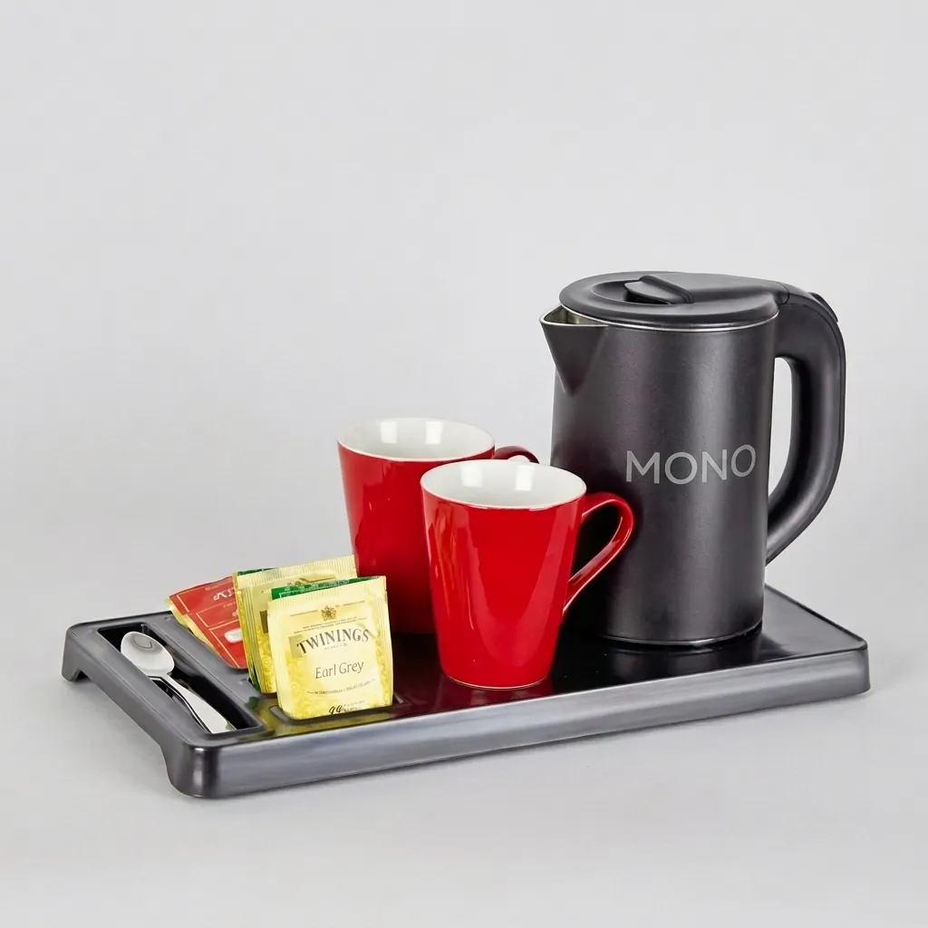 ABS Tray Set with Stainless Steel Anti-Scald 0.8L Kettle [1045] — KTS-1045 (image 1)