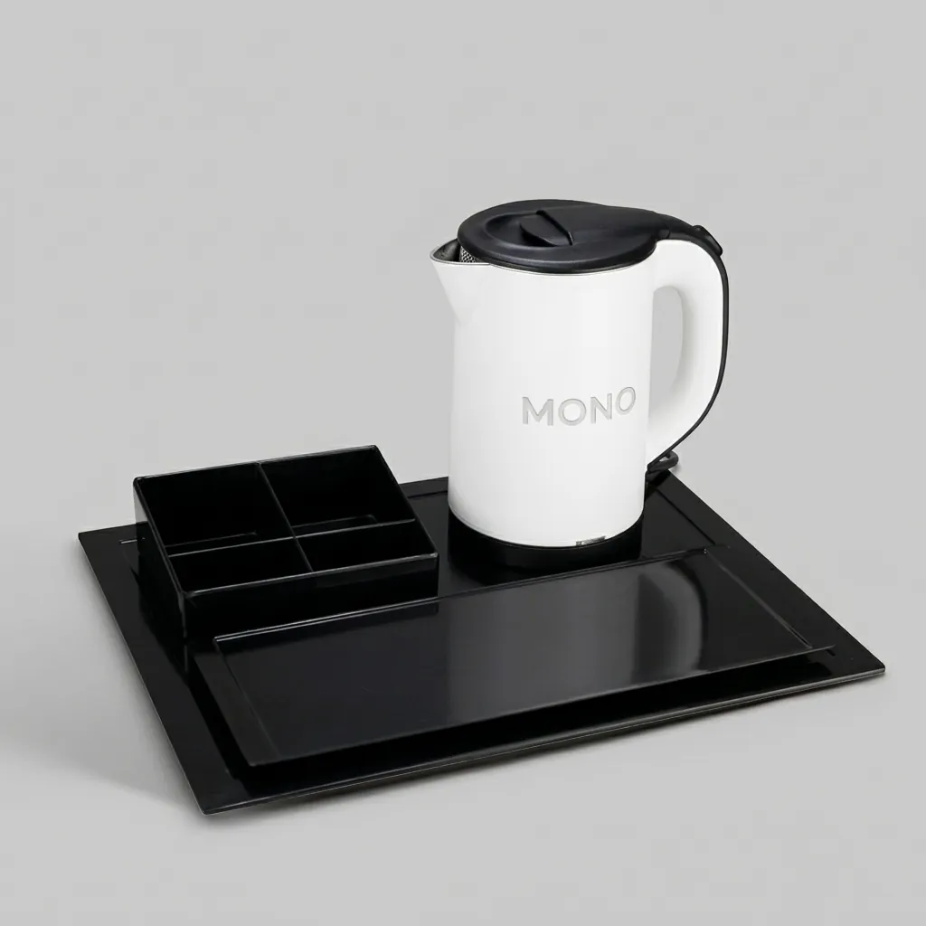 Melamine Tray Set with Stainless Steel Anti-Scald 0.8L Kettle [1051] — KTS-1051 (image 1)