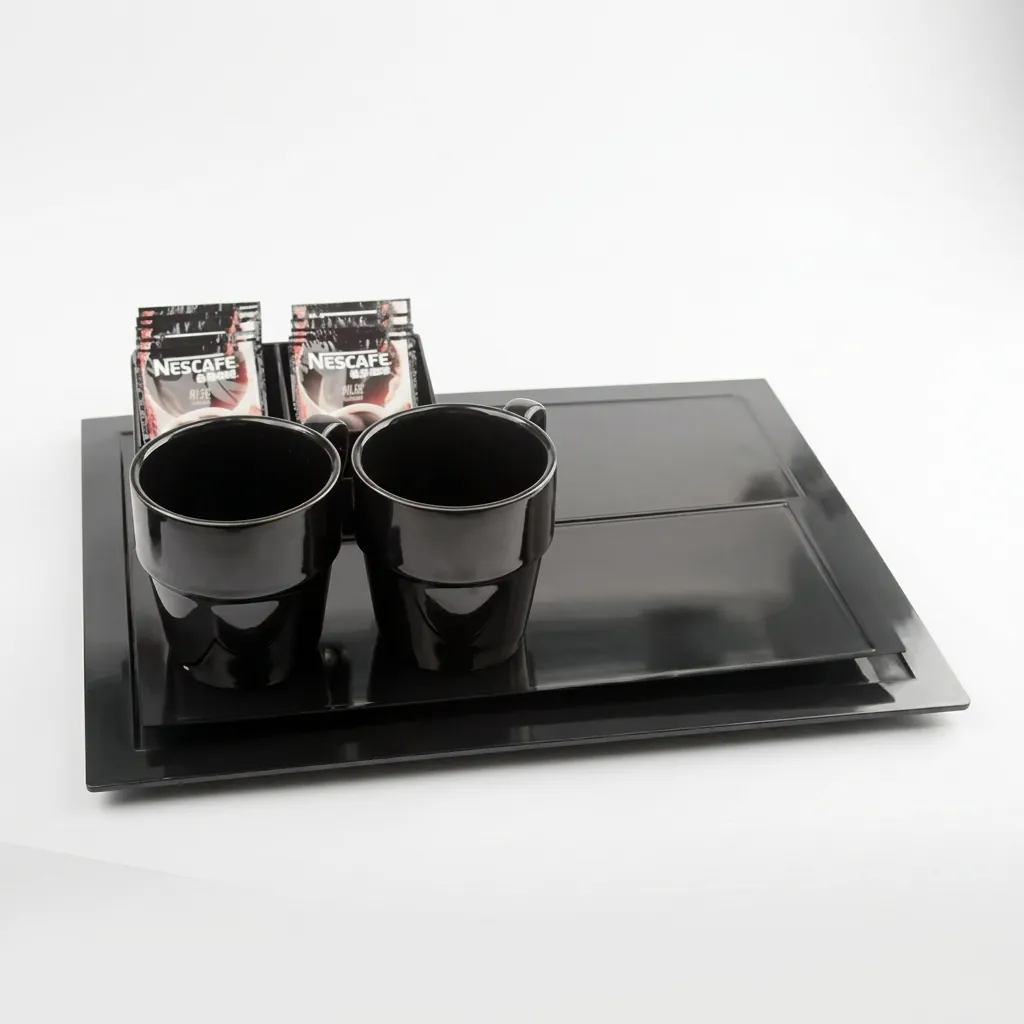 Melamine Tray Set with Stainless Steel Anti-Scald 0.8L Kettle [1051] — KTS-1051 (image 5)