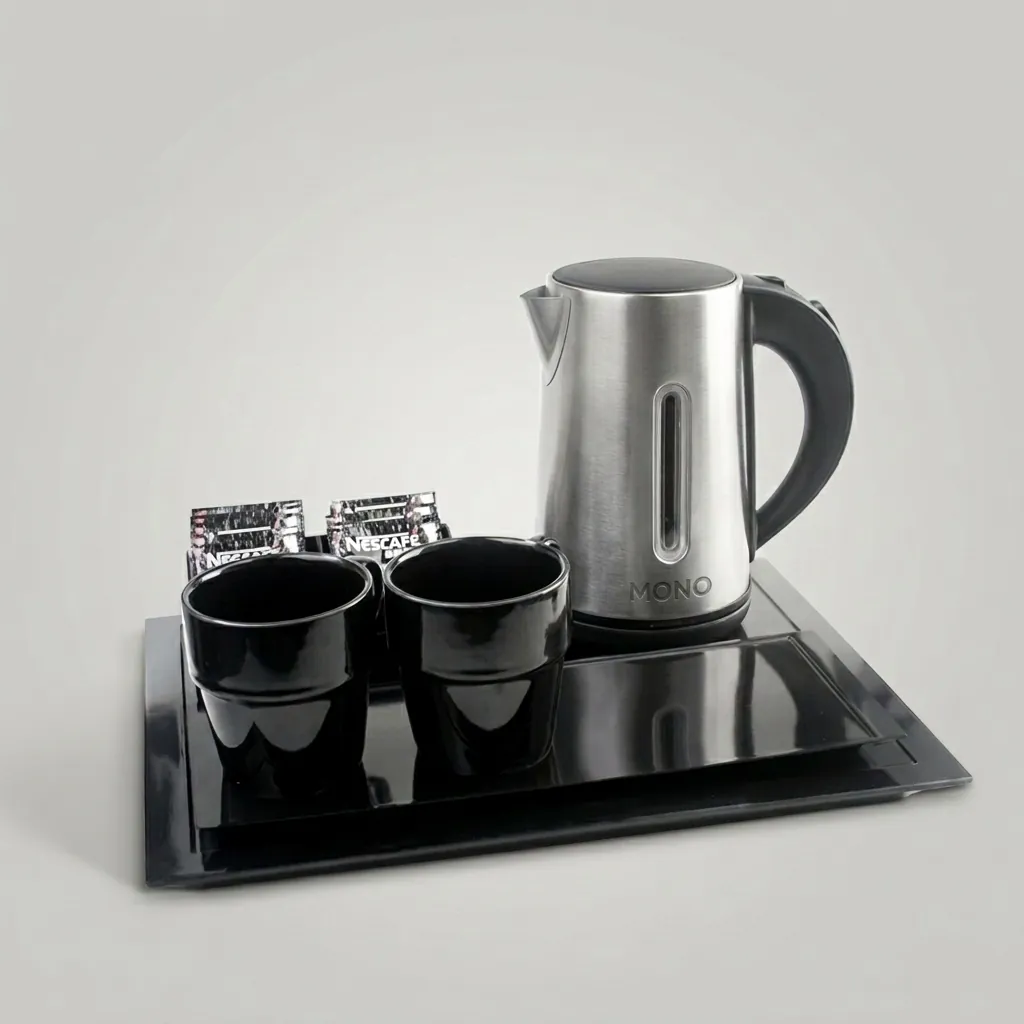 Melamine Tray Set with Stainless Steel 0.8L Kettle with Matt Finish — KTS-1053 (image 1)