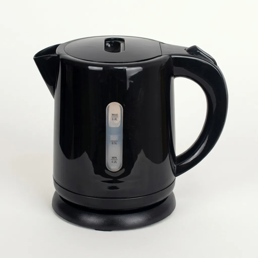 Melamine Tray Set with Stainless Steel 0.8L Kettle [1057] — KTS-1057 — A melamine welcome-tray set with a main tray, four-compartment tea box and matching serving tray in strong, fire-resistant non-crack melamine. The polished surface wipes clean easily, paired with a 0.8L stainless steel kettle. The main tray measures 38.5x32.5cm, finished in black. (image 2)