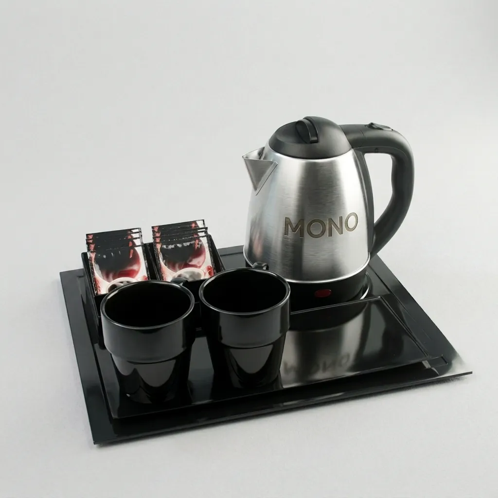 Melamine Tray Set with Stainless Steel 1.2L Kettle with Spout Strainer [1059] — KTS-1059 (image 1)