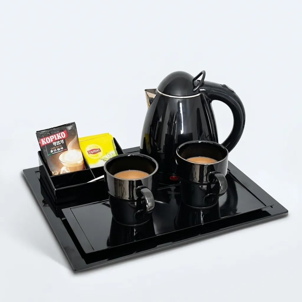 Melamine Tray Set with Stainless Steel Double Body 0.8L Kettle [1064] — KTS-1064 (image 4)