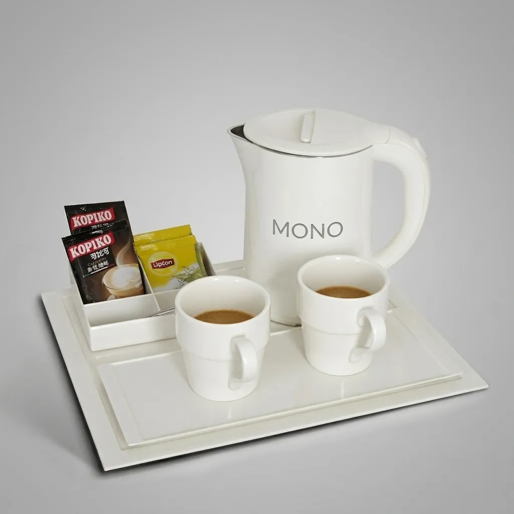 Melamine Tray Set with Double Body 1.2L Kettle [1067] — KTS-1067 (image 1)