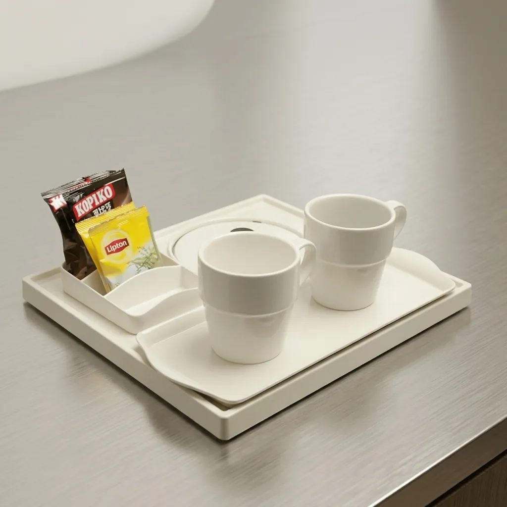 Melamine Tray Set with Stainless Steel Double Body 0.8L Kettle [1068] — KTS-1068 (image 5)