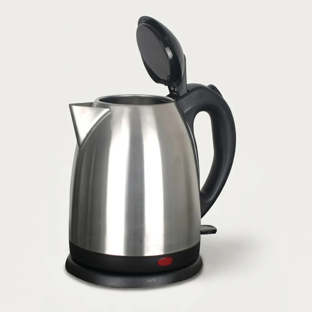 Melamine Tray Set with Strix Stainless Steel 1.2L Kettle with Matt Finish — KTS-1072 — A melamine welcome-tray set with a main tray, three-compartment tea box and matching serving tray in strong, fire-resistant non-crack melamine. The polished, easy-clean surface pairs with a 1.2L matt-finish Strix stainless steel kettle. The main tray measures 34.5x31.5cm, in stainless steel or black. (image 4)