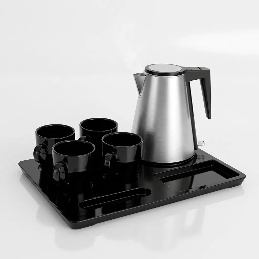 Melamine Tray Set with Stainless Steel Double Body 1.2L Kettle [1082] — KTS-1082 (image 3)