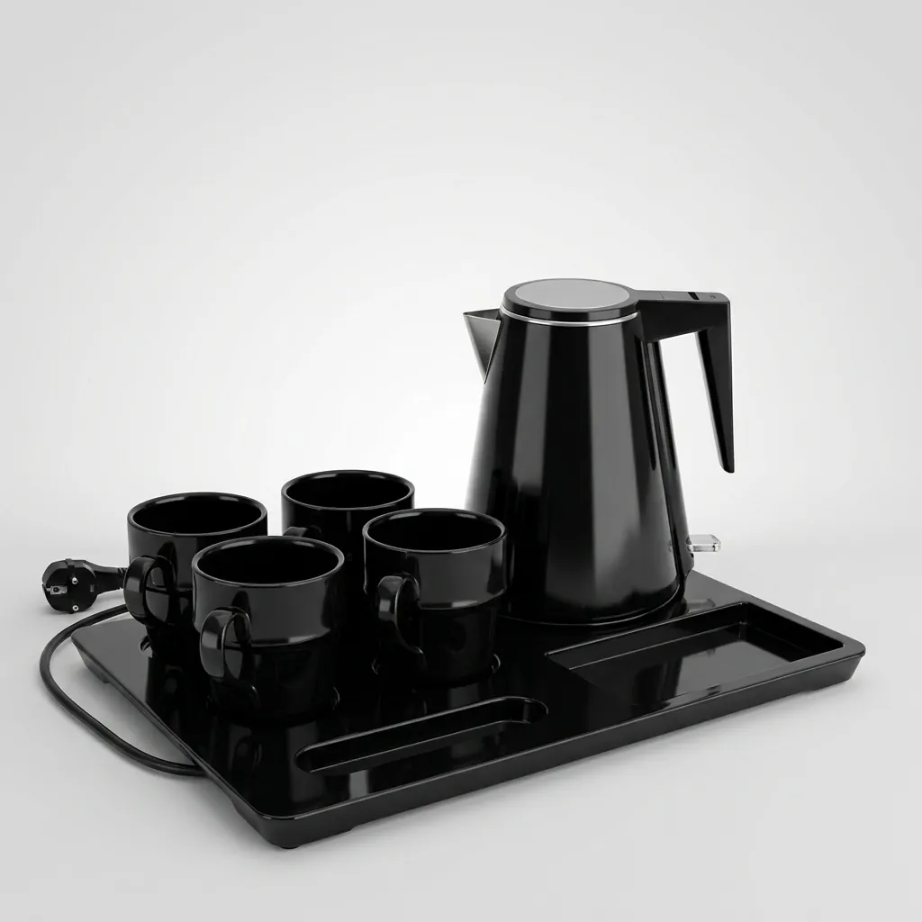 Melamine Tray Set with Stainless Steel Double Body 1.2L Kettle [1084] — KTS-1084 (image 3)