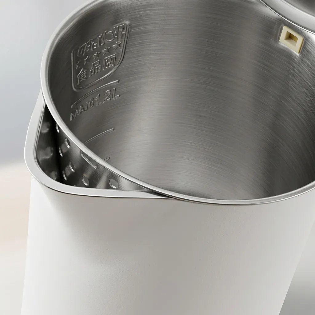 Wood Grain Tray Set with Stainless Steel Double Body 1.2L Kettle [1093] — KTS-1093 (image 5)