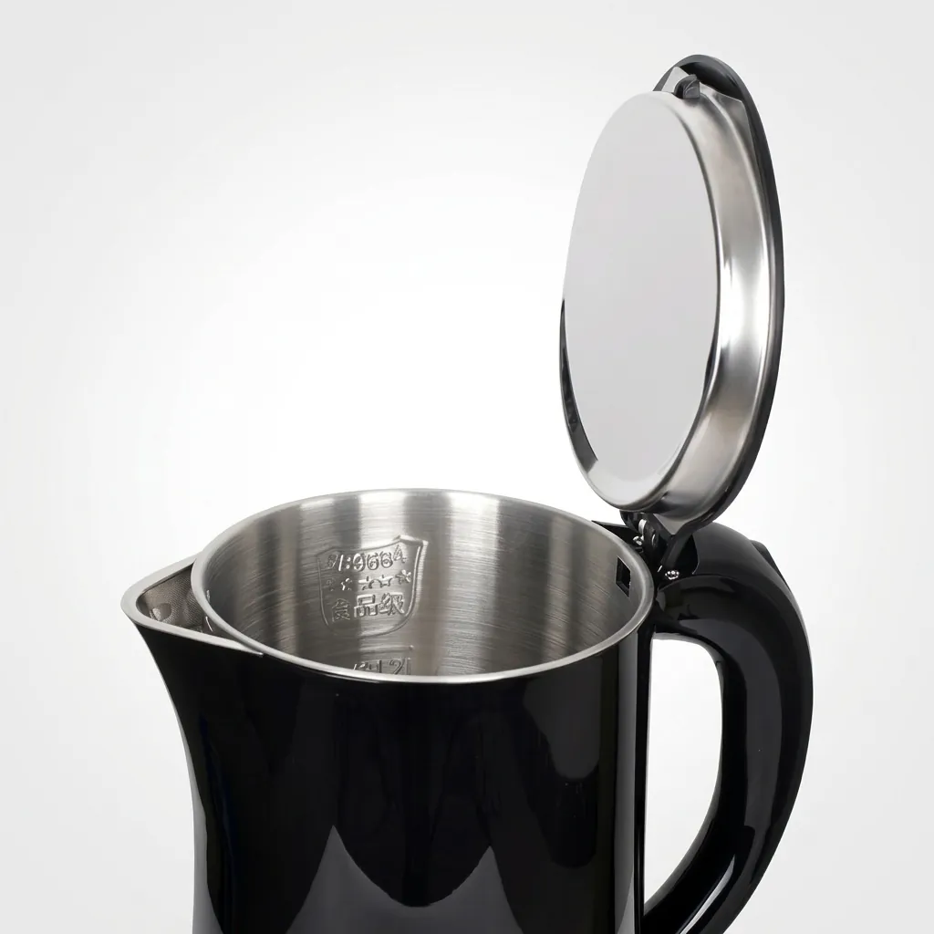 Wood Grain Tray Set with Stainless Steel Double Body 1.2L Kettle [1094] — KTS-1094 (image 3)