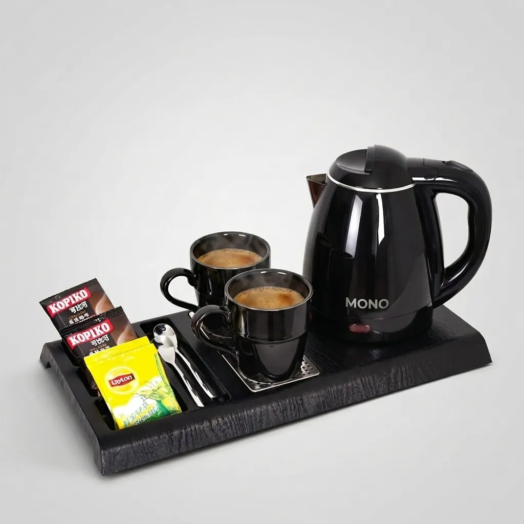 Wood Grain 3-in-1 Tray Set with Strix Stainless Steel 1.2L Kettle [1096] — KTS-1096 (image 1)