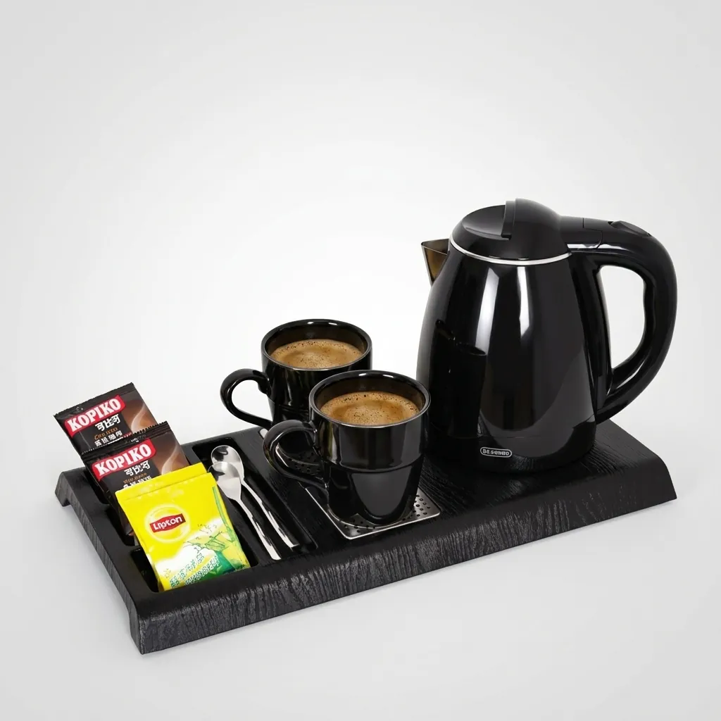 Wood Grain 3-in-1 Tray Set with Strix Stainless Steel 1.2L Kettle [1096] — KTS-1096 (image 3)