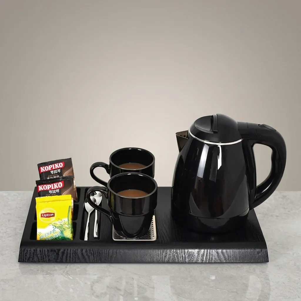 Wood Grain 3-in-1 Tray Set with Strix Stainless Steel 1.2L Kettle [1096] — KTS-1096 (image 4)